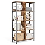 VASAGLE Regal mit 4 Ebenen, Bücherregal, Standregal mit 8 Fächern, für Wohnzimmer, Schlafzimmer, Arbeitszimmer, Küche, 33 x 80 x 149 cm, vintagebraun-schwarz LLS105B01