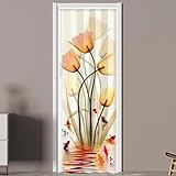 Falttür mit romantischem Blumenmuster, für Wohnzimmer, Schrank, anpassbare Doppeltür, 170,2 x 203,2 cm, 182,9 x 203,2 cm, 193 x 203,2 cm, PVC-Material (162,6 x 203,2 cm)
