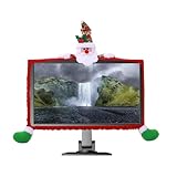 Weihnachts-Monitorabdeckung - Elastischer Bildschirmschutz, Schneemannmotiv, Weihnachtsmann, elastischer Stoff, festliches dekoratives Schild | Weihnachts-Computer-Dekoration für tragbare