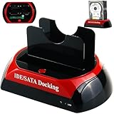 Retoo Festplatten Docking Station USB 2.0, Dockingstation für SATA IDE 2,5 Zoll & 3,5 Zoll HDD SSD SATA, Dualschacht, Offline Klon, Klonfunktion Konverter Adapter, Festplatten-Dockingstation