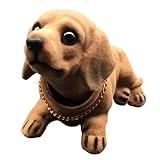 Wackeldackel-Skulptur – Wackelkopf-Welpenspielzeug, Bezauberndes Harz-Dackel-Ornament, Realistische, Handbemalte Figur Mit Robuster Konstruktion | Auto-Armaturenbrett-Accessoire Für Tierliebhaber, Bür