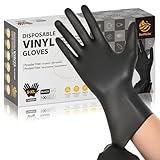 SWIFTLITE Einweg-Vinylhandschuhe, 100 Stück, lebensmittelechte Handschuhe, latexfrei, puderfrei, schwarze Kunststoffhandschuhe zum Kochen, Hausreinigung, Lebensmittelzubereitung, 3 mm, Größe M
