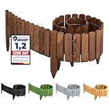 Garronda Beeteinfassung Holz Rollzaun Holzzaun 200 x 10 cm imprägniert Flexibler Rollborder Rasenkante Palisade Gartenzaun Umzäunung für Garten GD-0046 (Dunkelbraun, Höhe: 10 cm)