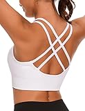 Leversic Sport BH Push up Cross Back Design Bustier Damen mit Gepolstert Ohne Bügel Damen-BHS mittelstarkem für Fitness Lauf Joggen, 315-Weiß, L