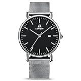LN LENQIN Herren Uhr Edelstahl Uhren Herren 30M wasserdichte Analoge Quarz Uhren Armbanduhren mit Datum Mode Freizeit Uhr für Männer