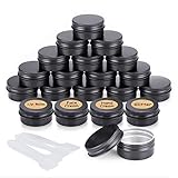 20 Stück Aluminium Leer Döschen Rund Reise Cremedose Tiegel für Creme Lotion Masken Kosmetik Nagelkunst（20ml） (schwarz)