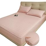 Matratzenüberzug mit Reißverschluss 70/80/140/160 Anpassbare Matratzenschoner Gesteppt Fünf Seiten Spannbettlaken Weiche Waschbarer Abnehmbar Matratzentopper Encasing Matratzenbezug(150X200+20cm,E)