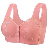 NSICBMNO Damen-BHs ohne Bügel, Vorderverschluss – weicher Push-up-BH für ältere Frauen, bügelloser BH, täglicher Komfort, gepolsterter Bralette, Vollschalen-Bralette, Ein Hot Pink, S