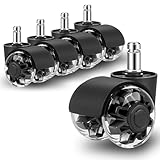 Bürostuhl Rollen 5er Set 11x22mm, Schreibtischstuhl Rollen für Gaming-Stühle (Nicht für 1KEA), Bürostuhl-Räder Ersatzrollen für Hartböden, Parkett, Teppich, Laminat und Fliesen, Keine Kratzer(Schwarz)