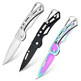 Vaileal 3 Stück Klein Klappmesser: Taschenmesser, Mini Scharf Klappmesser, EDC Messe, Messer Taschenmesser, Taschenmesser mit Klappmesser für Outdoor, Camping,Survival