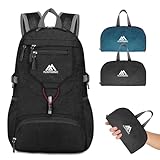 flintronic Leicht Wanderrucksack Klein, 20L Faltbarer Rucksack Ultra Leicht, Unisex Tagesrucksack Outdoor, Wasserdichter Wanderrucksack für Camping, Outdoor, Wandern, Radfahren (Schwarz)