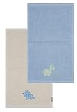 Sterntaler Kinderhandtuch 2er Pack Dino Rexi - Handtücher Set aus saugfähiger Baumwolle angenehm auf der Haut - Kinder Handtücher mit edlen Webkanten und Applikation, blau