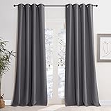 KGORGE Thermovorhang Kälteschutz mit Ösen Blickdichte Vorhänge 2er Set 245 x 140 cm(HxB) Wohnzimmer Thermo Gardinen Verdunkelnd Grau Blickdicht Blackout Thermal Curtains for Living Room