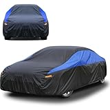 JanYoo Autoabdeckung Winter Auto Abdeckplane Wasserdicht Atmungsaktiv Autoplane Autogarage Wasserdicht Staubdicht Schneeschutz Sonnenschutz Vollgarage für Limousine (450 bis 470CM)