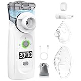 MILFECH Inhalationsgerät tragbar Vernebler Set Mit USB Wiederaufladbar, Timer und Display, inhalator verneble Masken und Mundstück für Kinder und Erwachsene