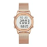 Damen Schrittzähler Uhr,Wasserdicht Fitness Tracking Digitale Uhr,Ohne Bluetooth und APP,Senioren Armbanduhr mit Schrittzähler Kalorienzähler,Sportuhr zum Gehen/Laufen(Roségold)