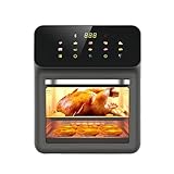Kombi-Airfryer-Ofen, Heißluftofen, Fritteuse ohne Dörrautomat, 15 l, 2 Bänder mit Sichtfenster, für Zuhause, Schlafzimmer, Esstisch, Backen, Kochen