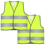 taonganui 2 Stück Warnweste für Kinder,Kinder Sicherheitsweste Reflektierende Warnweste Reiten Reflektorweste Mit Reflektierenden Streifen für Kinder Outdoor Laufen Radfahren,S