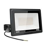Jefedana LED Strahler Außen 100W Warmweiß 3500K 10000LM Superhell Außenstrahler LED Fluter IP66 Wasserdicht LED Aussenlampe Flutlicht LED-Strahler für Hinterhof, Garage, Flur,Garten