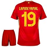 IHIMI Lamine Yamal No 19 Spanien, Trikot für Kinder und Shorts Sporttrikot, Special Design Limitierte Auflage, Fußballtrikot Trainingstrikots, Kinder Trikot Mit Kurz Fußballfans (140)