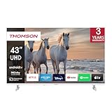 Thomson 43 Zoll (109 cm) 4K Ultra HD Weiß Smart Android TV, Google Assistant, Wi-Fi, Dolby Digital, Bluetooth, Triple-Tuner (Kabel,Satellit,Antenne), HDMI, CI+, A+ Panel – 43UA5S13W