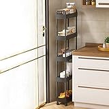 ERRULAN Nischenregal Küchenwagen Badrollwagen Hohe Und Schlanke Rollwagen Mit Rädern, Schmales Organizer-Rack Aus Metall for Küche, Badezimmer, Waschküche, Stehende Regaleinheiten (Color : 13cm Wide)