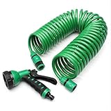 Gartenschlauch - Dehnbarer Wasserschlauch mit Düse, elastischer Bewässerungsschlauch | flexibler Spiralschlauch mit Kupplungen, leichter Wasserleitungsschlauch für Auto Reinigung Auß