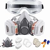 goambuy 18 ni 1 Atemschutzmaske Wiederverwendbar, Staubmaske Set, Staubschutzmaske Lackiermaske mit Filter, Feinstaubmaske Atemschutzmaske Gase Dämpfe für Lackieren Dämpfe Schutz