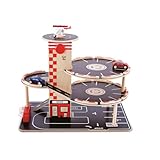 Hape Parkhaus Spielset aus Holz von Hape | Autogarage auf DREI Ebenen mit Autos und Hubschrauber