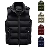 Leichte Daunenweste – Weste für Herren, Bodywarmer, einfarbig, gepolstert, winddicht, ärmellos, für Golf, Laufen, Wandern, Outdoor, Pufferweste, leicht, ärmellos, Pufferweste, Schwarz , XXL