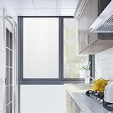 Fensterfolie Opal Milchglas Selbstklebend 45 x 850 cm Sichtschutzfolie Fenster Statische Ohne Klebstoff Milchglasfolie Anti-Uv UV Sonnenschutzfolie für Zuhause Und Büro, weiß matt