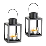 Sziqiqi Laternen für Draußen, Windlicht Kerzenständer Kerzenhalter Dekorative für Hängende Tischdekoration, Teelichthalter Klein Metall Laterne für Esszimmer Kaffee Tisch Kamin Mantel, 2 Stück
