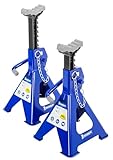 MICHELIN Unterstellbock 2 Tonnen Traglast, 2 Stück Stützböcke, Höhenverstellbar 280 mm bis 428 mm Hubhöhe Gummiauflage Zahnstange, Blau, 2000kg