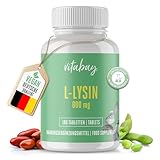 Vitabay Lysin Hochdosiert 800mg - 180 L-Lysin Tabletten Vegan & Laborgeprüft - Essentielle Aminosäure Lysine Kapseln - ohne unerwünschte Zusatzstoffe