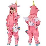 Kleinkind Jungen Mädchen Regenanzug Leicht Wasserdicht Overalls Cartoon Einhorn Hoodie Regenjacke 1-3 Jahre S Größe