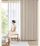 Beydodo Verdunklungsvorhänge mit Haken 107x160CM, Gardinen Blickdicht 2er Set Beige Jacquard mit Streifen Texturiert Modern Schiebevorhänge Kinderzimmer Wohnzimmer
