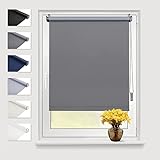 Eurohome Verdunkelungsrollo Thermo Rollo 75x160cm (Stoffbreite 71 cm) Grau Klemmfix ohne Bohren mit gleichfarbige Beschichtung Seitenzugrollo Oeko-TEX Standard 100 Klemmrollo für Fenster & Tür