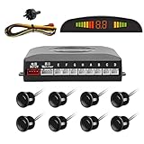 Tkoofn KFZ Summer Einparkhilfe Rückfahrhilfe 8 hinten Sensoren Hinter mit LED Farb Display Auto Parken Sensor System Pieper Radar Kit Hinter - Schwarz
