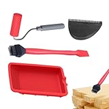 Holzleim-Applikator-Set – Silikon-Rollenbürste mit Ablage, Spachtel-Werkzeug-Set | Wiederverwendbares Klebezubehör für die Holzbearbeitung, Bürste und Schaber aus Aluminiumlegierung für handwerkliche