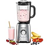 ROMMELSBACHER Standmixer MX 1250-22.000 U/min, stufenlose Drehzahlregulierung, Funktionstasten (Smoothie, Clean/Pulse, Ice Crush), Glaskrug, Edelstahlgehäuse, Spezialmesser, 1200 Watt