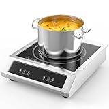 Induktionskochfeld 3500 W, kommerzielle Kochplatte mit 50 kg Tragfähigkeit, 9 Leistungsstufen, Keramik-Edelstahl, Schiebe- und Touch-Steuerung, Sicherheitsverriegelung, 4-Stunden-Timer