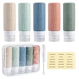 Carehabi 100ml Flaschen zum Befüllen, 5 Stück Silikon Reiseflaschen Reisen für Shampoo Duschgel Kosmetik, Quetschflaschen Travel Bottles Handgepäck Flugzeug