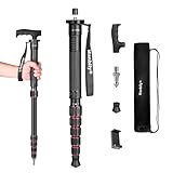 Einbeinstativ Kamera Manbily 168cm Wanderstöcke aus Aluminium Reise-Einbeinstativ Tragbar Kompakt Leicht mit Gehstockgriff, Tragetasche Belastbarkeit von 7KG für DSLR Kamera Videokamera (A-555L) Rot