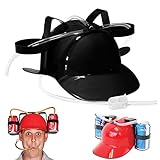 Trinkhelm Party Bierhelm,Helm mit Schlauch,Bauhelm Getränkehalter Bierhalter mit 2 Dosenhaltern und Trinkschlauch,Karneval Spaß Partyartikel,lustiger Bierhelm,Unisex,Vatertag Männer Geschenk (Schwarz)