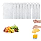 10 Stück Nussmilchbeutel, 20×30cm Passiertuch Wiederverwendbar, 200 Maschen Feingewebt Nylon Filterbeutel Käsetuch Bio Waschbar Filtertuch Mit Kordelzug für Nussmilch Käse Kaffee Joghurt Fruchtsaft
