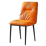LGESR Modern Dining Chair Modern Kitchen Dining Chairs,Water Proof PU Leather Side Chair with Carbon Steel Metal Legs for Home Commercial Restaurants (Color : Orange)