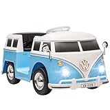 AIYAPLAY Kinder Elektroauto, 12V Volkswagen Kinderfahrzeug mit MP3, Doppelmotor, Elektrofahrzeug mit Hupe, LED-Lichtern, Sanftanlauf, 3-8 km/h, für 3-7 Jahre Kinder, Blau