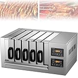 Kommerzieller Vertikaler Spießofen, 4200 W, Elektrische Grillbox Aus Edelstahl, 0–300 °C, Einstellbare Temperatur, 5 X 10 Spieße Fassungsvermögen, Mit Ölauffangwanne, Für Würste, Fleischspieße