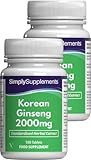 Koreanischer Ginseng 2000mg - 360 Tabletten - Geeignet für Veganer - Versorgung für 6 Monate - SimplySupplements