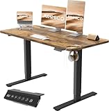 JUMMICO Höhenverstellbarer Schreibtisch mit USB-Ladeanschluss,Schreibtisch Höhenverstellbar Elektrisch, Steh-Sitz Tisch Stehpult Verstellbarer Computertisch,Standing Desk,120 x 60 cm, Braun